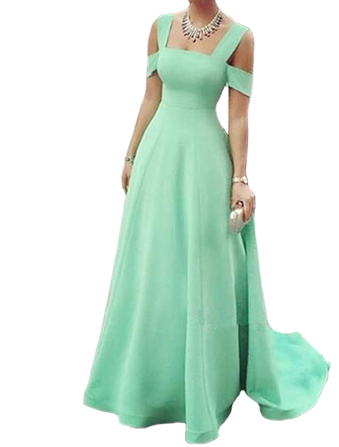 A-Line Evening Gown Minimalist Dress Wedding Guest Prom Sweep / Brush Train Short Sleeve Strapless  Fabric with Pocket